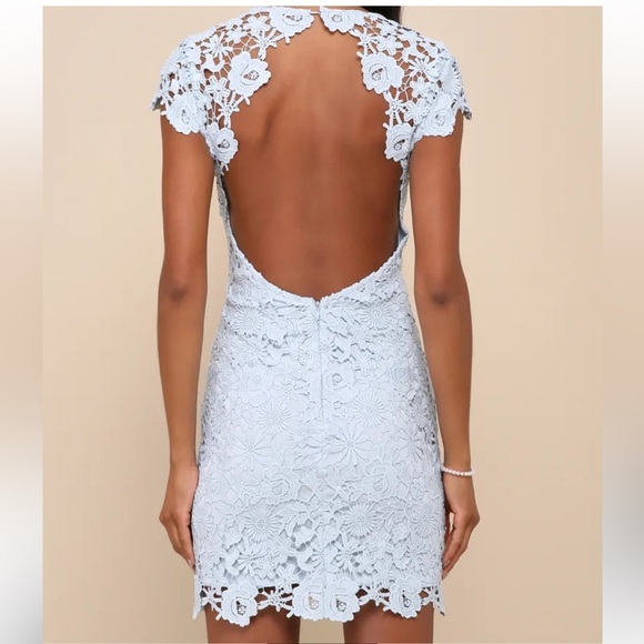 Lulus Romance Language Light Blue Backless Lace Dress - Picture 11 of 11